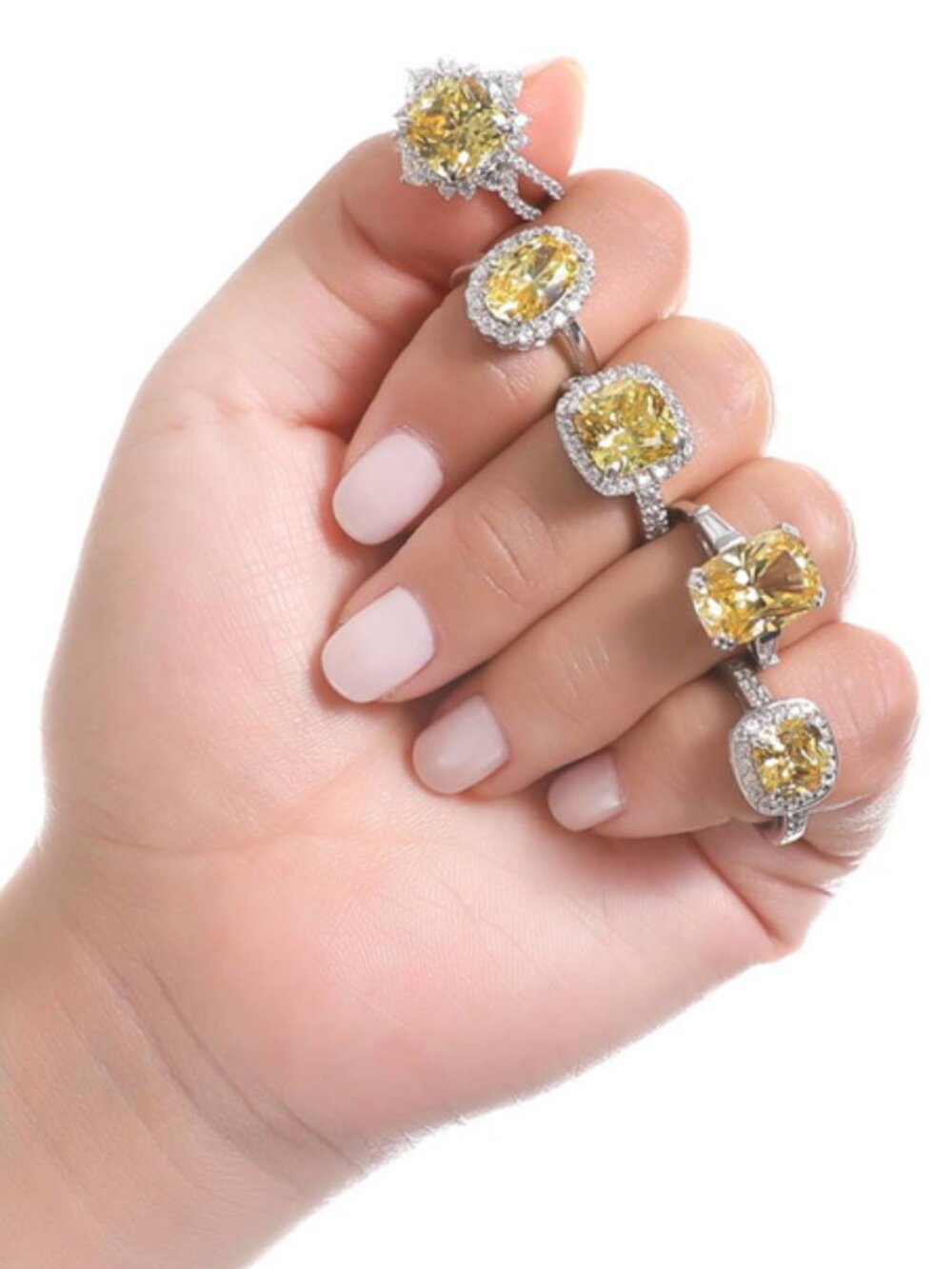 Genuine .925 Sterling Silver CZ Canary Yellow Cushion Cut Halo Ring Berricle